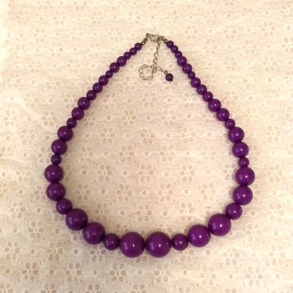 Vintage NEW Purple Beads Necklace Timeless VTG Jewelry - Picture 4 of 6